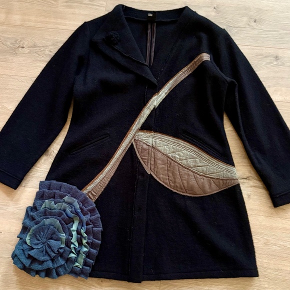 CoVelo Wool Floral Appliqué Jacket - Picture 1 of 10